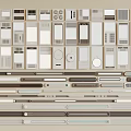 Various Control Elements Collection With Neutral Tones And Different Shapes And Sizes Arranged Neatly 3d model