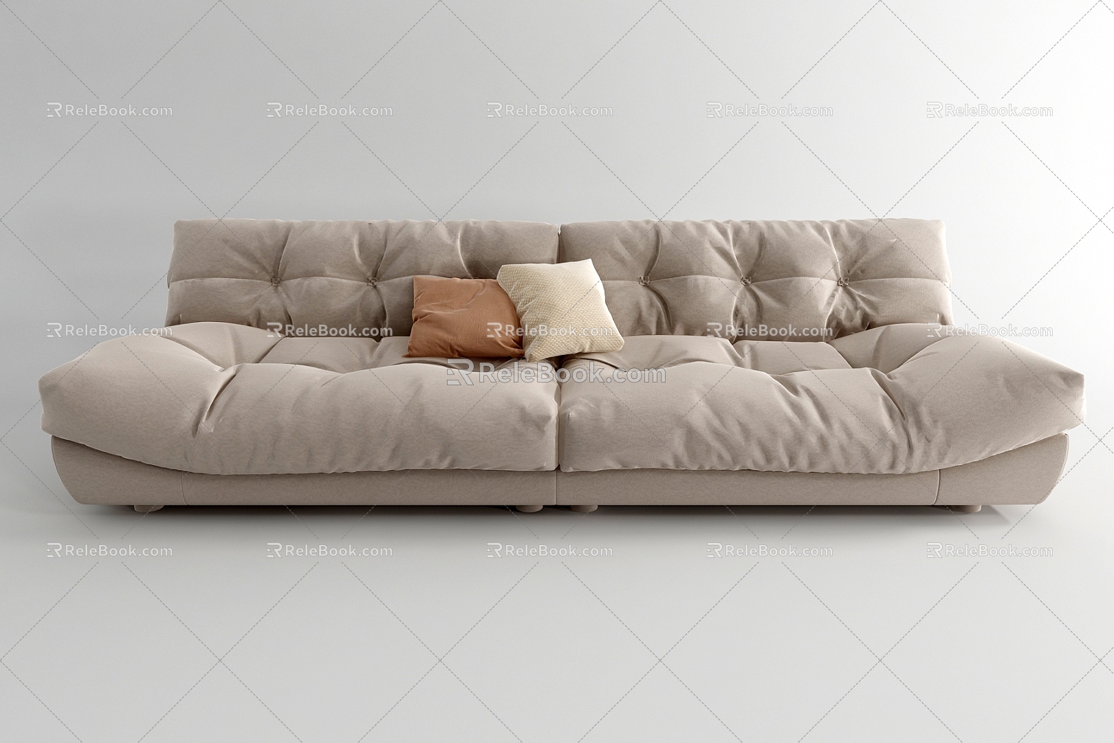 Modern cream style double sofa 3d model