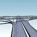 Modern Multi Lane Bridge Interchange With Overpass Road Connections And Structure 3d model