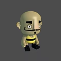 Cute Cartoon Doll With Bald Head Thick Eyebrows Mustache Striped Vest And Black Shoes