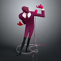 Game Movie Character In Purple Suit With White Shirt Red Gloves Holding Microphone Performing Pose