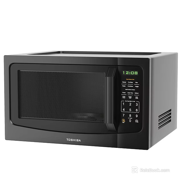 Toshiba Black Microwave Oven With Digital Display And Control Panel For Kitchen 3d model 