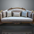 Ornate Classic Multi Seater Sofa With Carved Frame Beige Upholstery And Accent Pillows