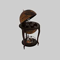 Decorative Globe Bar Ornament Set With Open Top Wine Glasses And Lower Shelf Wine Bottles