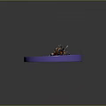 Game Movie Character Riding On Winged Dragon In Water And Sand Area On Circular Platform