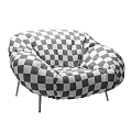 Green Round Leather Single Sofa With Soft Cushion And Metal Legs