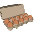 Open Brown Egg Carton with Fresh Farm Eggs in Eco Friendly Packaging 3d model