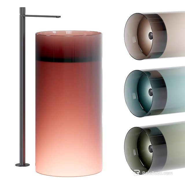 Modern Cylindrical Washbasin Design in Various Gradient Colors with Sleek Finish and Contemporary Style 3d model 