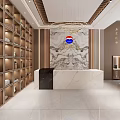 Elegant Tobacco And Alcohol Store Interior With Wooden Display Shelves Marble Backdrop And Front Counter