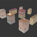 Vintage Multi Story Building Models Featuring Colorful Facades And Red Roofs