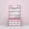 Pink Display Shelf With Ai Ya Mei Ren Sign Top Multiple Shelves Drawers Retail Storage