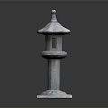 Ornate Traditional Japanese Stone Lantern With Pedestal And Detailed Carved Structure