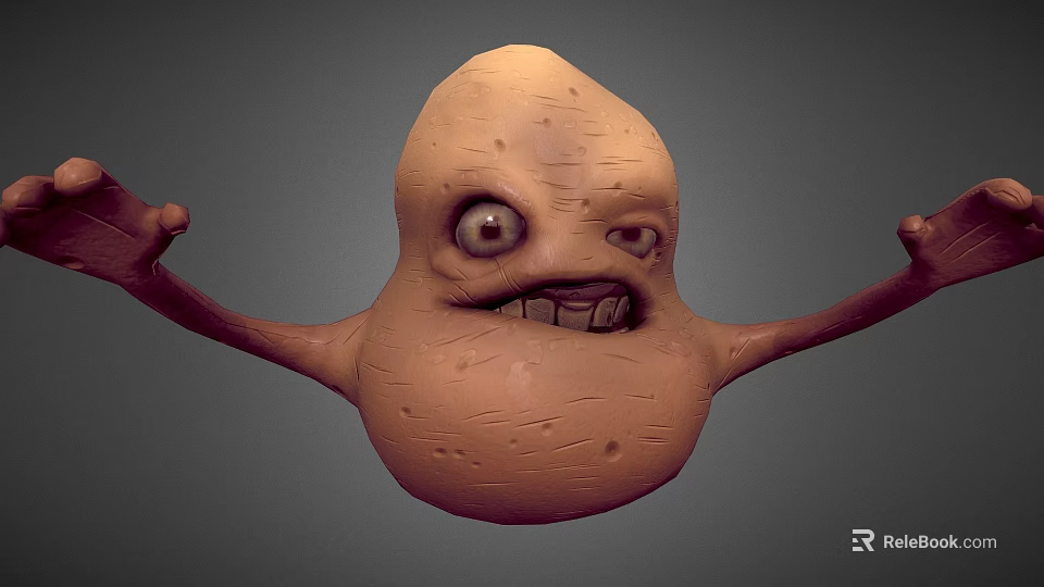 Anthropomorphic Potato Game Movie Character With Exaggerated Features And 3D Model Design 3d model 