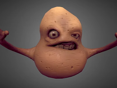 Anthropomorphic Potato Game Movie Character With Exaggerated Features And 3D Model Design 3d model