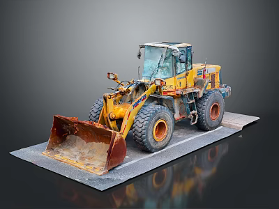 Yellow Wheel Loader Construction Equipment With Dirt Bucket And Large Tires 3d model