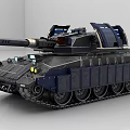 Futuristic Military Tank Design With Turret Tracks Yellow Lights And Multiple Views