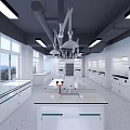 Modern Laboratory Interior Design With Lab Benches Fume Hoods And Scientific Equipment