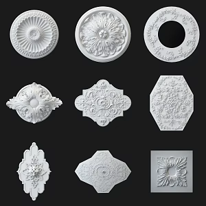 European-style lamp panel carved components 3d model