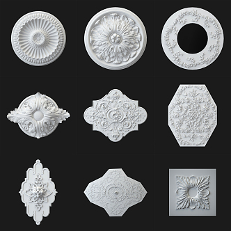 European-style lamp panel carved components 3d model