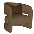 Modern Brown Velvet Accent Chair With Soft Pillow For Stylish Living Room