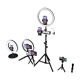 Ring Lights With Mobile Phones On Tripods For Live Streaming Setup 3d model