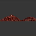 Natural Red Crystalline Mineral Specimens With Irregular Shapes On White Background