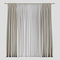 Fabric Curtain Curtain Curtain Rod 3d model