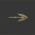 Golden Spearhead Weapon With Metallic Finish Sharp Edges And Shiny Surface Design