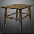 Rustic Wooden Stool Furniture With Natural Wood Finish And Sturdy Legs