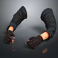 Pair of Black Long Sleeve Gloves With Textured Design On Hand Model
