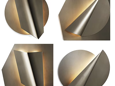 Modern Metallic Wall Decor Featuring Folded Geometric Shapes And Shiny Finish 3d model