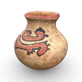 Traditional Terracotta Clay Vase With Red And Black Snake Like Patterns