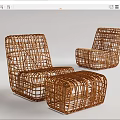 Modern Rattan Outdoor Sofa Set With Matching Chair And Ottoman