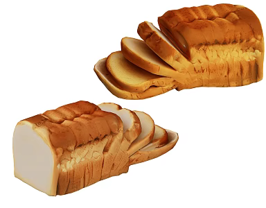 Bread Dessert Baking Cake Food Toast Pieces of Bread Big Leba Breakfast 3d model