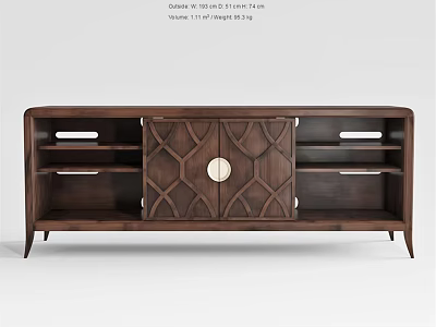 Modern Wooden Dresser With Geometric Door Design And Sustainable Wood Material 3d model