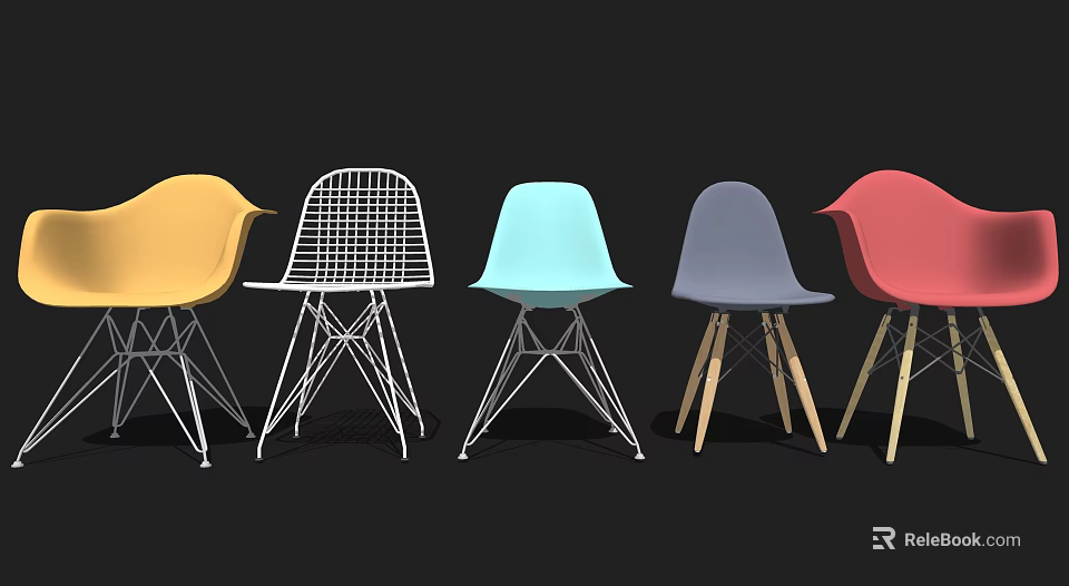 Modern Leisure Chair With Five Color Choices And Metal Frame Structure 3d model 