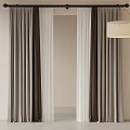 Modern Gray Curtains With White Sheer Panels And Black Curtain Rod In Minimalist Room