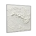 White Textured Abstract Painting With Wavy Impasto Brushstrokes On Canvas