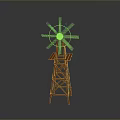 Industrial Windmill Equipment with Metal Blades and Orange Steel Support Structure
