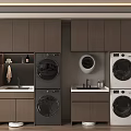 Modern Balcony Cabinet Design With Laundry Appliances Sink And Storage Solutions