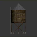Industrial Water Tower Structure With Conical Roof Metal Ladder And Support Legs 3d model