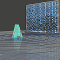 Modern Pergola Design With Grid Like Blue Black Pattern Central Opening Green Elements 3d model