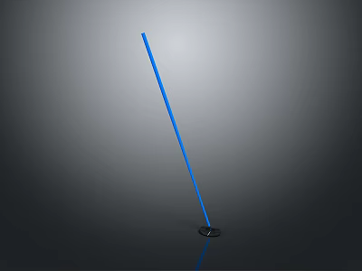 Sleek Long Blue Rod With Black Base On Gray Gradient Background Design 3d model