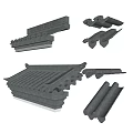 Traditional Chinese Architectural Roof Components With Curved Tiles And Decorative Eaves