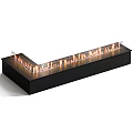 Modern Black Linear Fireplace Design With Realistic Flame And Glass Panel 3d model
