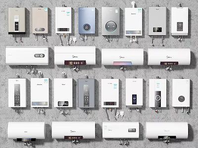 Various Styles Of Wall Mounted Water Heaters As Daily Electrical Appliances 3d model