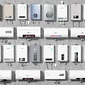 Various Styles Of Wall Mounted Water Heaters As Daily Electrical Appliances