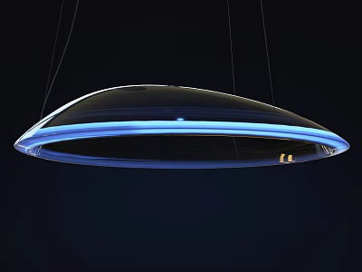 Modern Suspended Chandelier With Blue Light And Curved Glass Design 3d model