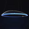 Modern Suspended Chandelier With Blue Light And Curved Glass Design
