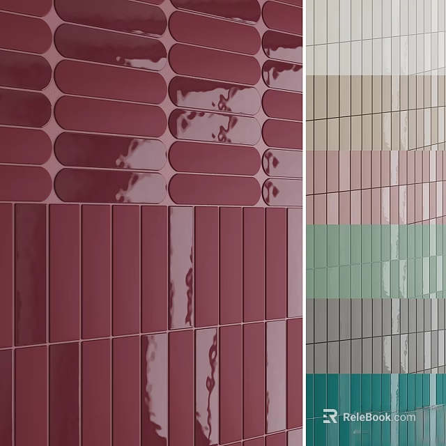 Colorful Decorative Components With Red Pink Green Gray Blue Hues And Tidy Arrangement 3d model 